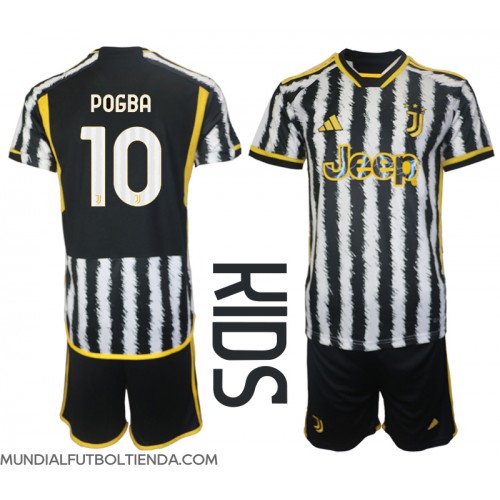 Camiseta Juventus Paul Pogba #10 Primera Equipación Replica 2023-24 para niños mangas cortas (+ Pantalones cortos)